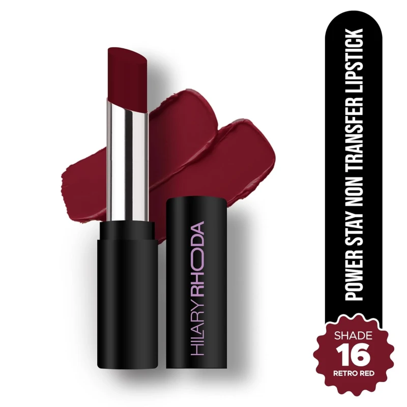 Hilary Rhoda Power Stay NonTransfer Lipstick | Matte Finish | Infused with Vitamin E & Shea Butter | Lightweight & Highly Pigmented | Glides Easily & Smudge-Proof |3.2g (Retro Red - Shade 16) thumbnail 2